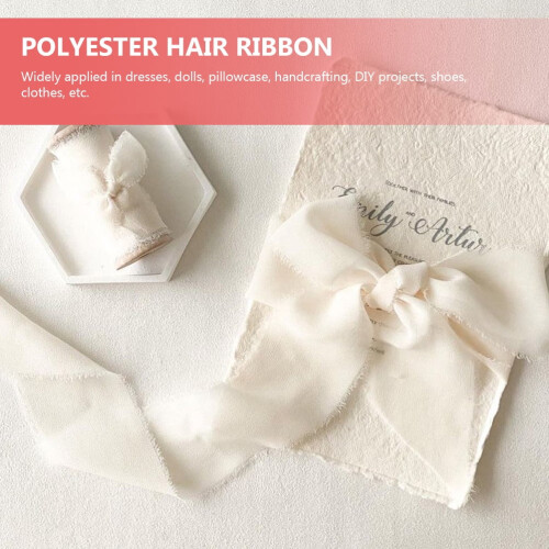Hand-torn raw edge ribbon polyester craft ribbon 2 rolls 2
