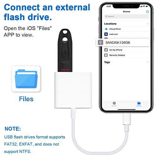 Προσαρμογέας κάμερας Lightning σε USB3 με θύρα φόρτισης, συμβατός με iPhone, συμβατός με iPad 2