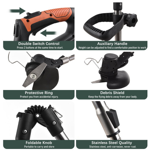 Ασύρματο ζιζανιοκτόνο Weed Wacker, εργαλείο κοπής γκαζόν 12V, ελαφρύ μεταλλικό κοπτικό 1