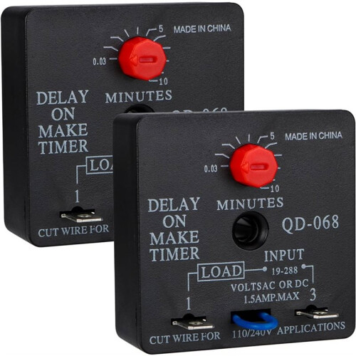 4Pcs Delay  Make Timer, QD-068, 0.03 to 10 Min, Adjustable Delay, 19-288 VAC or 2