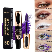 (Brown) 5D Silk Fiber Mascara Lengthening 5 Colors Waterproof Eyelash Extension Eye Lashes Beauty Makeup