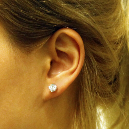 Tioneer sterling silver 5mm cubic zirconia stud earrings 1