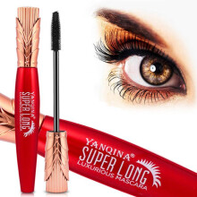 (Black) 4D Mascara Waterproof Long Eyelashes Extension Silk Fiber Eyelash Black Mascara