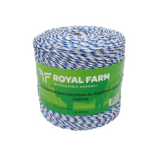 Flettet ledning til elektrisk oplader 3mm, 2x0.20mm Cu, 4x0.20mm SS hvid-blå 500m, Royal Farm