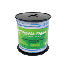 Tape, til energigiver 12 mm, 4x0,15 mm SS hvid-blå 200m, Royal Farm