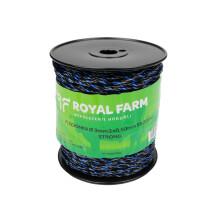 Flettet line til elektrisk oplader 3mm, 3x0,50mm SS sort og blå 200m, Royal Farm