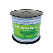 Tape, til energigiver 12 mm, 4x0,15 mm SS hvid-blå 400m, Royal Farm