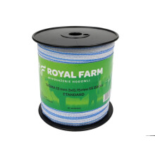 Tape, til energigiver 12 mm, 3x0,15 mm SS hvid-blå 200m, Royal Farm