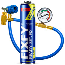FIXFY 5-i-1 aircondition refill-sæt STOR DÅSE 500 ml + slange med trykmåler + R1234yf adapter