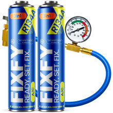 FIXFY 3-i-1 500 ml aircondition refill-sæt - 2x STOR DÅSE + R134a slange