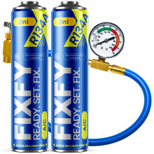 FIXFY 2-i-1 500 ml aircondition refill-sæt - 2x STORE DÅSER + R134a-slange