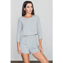 Kort elegant damejumpsuit - jumpsuit med shorts grå M445 størrelse XL
