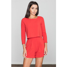 Kort elegant damejumpsuit - jumpsuit med shorts rød M445 størrelse XL
