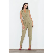 Blazer jumpsuit - elegant damejumpsuit til bryllup, olivengrøn M433 størrelse L