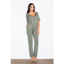 Komfortabel damejumpsuit i viskose, olivengrøn M262, størrelse M