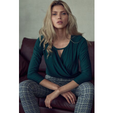 Grøn damebluse med V-hals M710 størrelse S