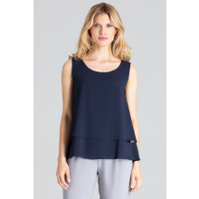 Elegant ærmeløs bluse - marineblå bluse M679 størrelse S