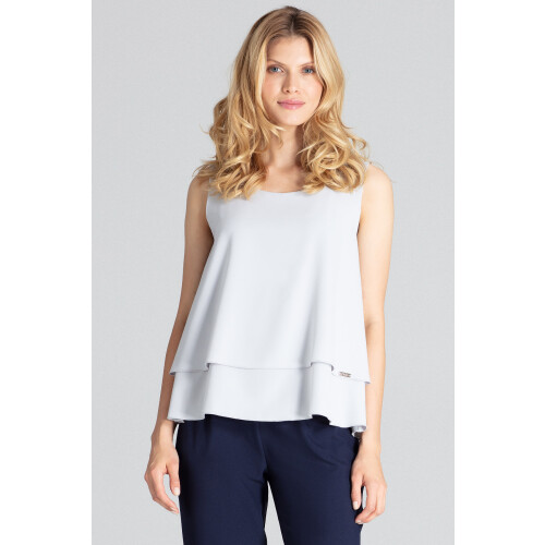 Elegant ærmeløs bluse - grå bluse M679 størrelse M