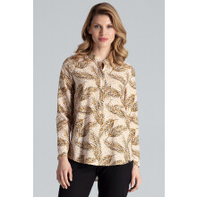 Elegant bluse med dyreprintet krave M663 størrelse M