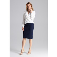 Elegant kuvertbluse - bluse med lange ærmer ecru M659 størrelse S