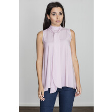Lyserød bluse med bindebånd - bluse uden skuldre M547 størrelse S/M