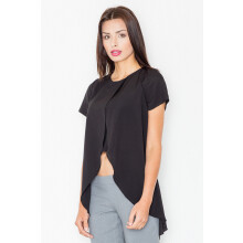 Asymmetrisk bluse med udskæring foran, sort M465, størrelse S