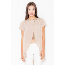 Asymmetrisk bluse med udskæring foran, beige M465, størrelse XL
