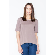 Elegant bluse med halsudskæring bagpå, brun M436, størrelse M