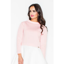 Skumsweatshirt - kort damesweatshirt med opretstående krave, pink M341, størrelse XL