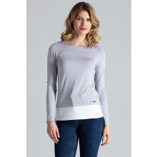 Damebluse med lange ærmer - mørkegrå arbejdsbluse M374 størrelse XL