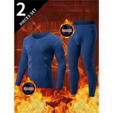(V2 Navy Warm, 36) 2-delige thermisch ondergoedset voor heren, herfst- en winterlange onderbroek met coltrui en broek voor volwassenen
