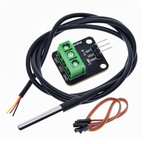 6X DS18B20 Temperature Sensor Module Kit Waterproof 100CM Digital Sensor Cable Probe Terminal Adapter for 2