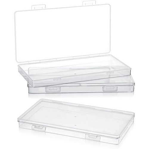 6Pack  Plastic Clear Storage Containers Box,Small Rectangle Empty Organizer Case with Hinged Lid for Collecting Bead 1
