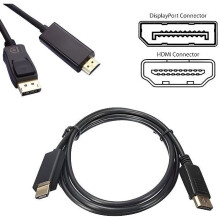 DisplayPort to HDMI Adapter Cable 1.8m Male to Male Black HD for Monitors and TVs