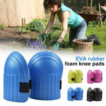 1 Pair Unisex EVA Knee Pads with Adjustable Straps, for Gardening, Cleaning, Volleyball, Floor Work, Black