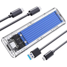Transparent M.2 NVMe SSD Enclosure, USB-C 3.1 Gen 2 10Gbps External Adapter for 2280 PCIe Drives