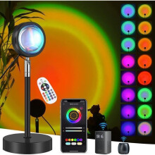 Sunset Projection Lamp, 16 Colors Rotating 180 Degree with Remote and APP Control for Bedroom Ambient Lighting
