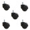 5 Pack Swivel Caster Wheels for Office Chairs and Stools, Black, Smooth Rolling Replacement Set 1