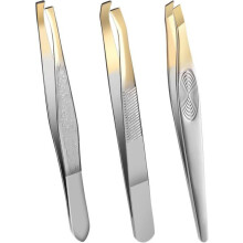 3 Piece Precision Tweezers Set, Stainless Steel Professional Eyebrow Tweezers for Eyebrows, Eyelashes and Facial Hair