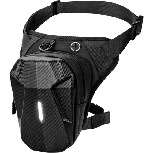 Motorcycle Leg Bag, Black Multi-Function Thigh Pouch with Expandable Pocket and Removable Strap
