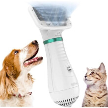 2 in 1 Pet Brush and Dryer, Portable Travel Grooming Tool for Dogs and Cats, Adjustable Speed Fur Dryer for Short and Lo