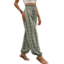 Women'S Harem Pants Hippie Boho Pants High Waist Flowy Yoga Pants with Pockets Emerald Green M