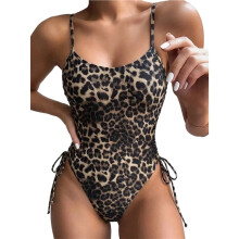 Womens One-Piece Swimsuit Beach Fashion Slim Fit Swimwear Summer Vacation Pool Bathing Suit Leopard Print M