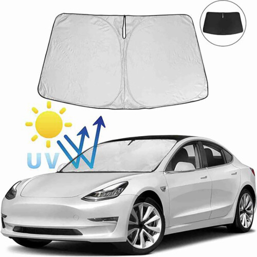 Car Windshield Sun Shade Blocks UV Rays Sun Visor Protector Foldable Sunshade for  Model Y 2017-2022 1