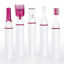 Epilatore elettrico 5 in 1 da donna e rifinitore per zona bikini per sopracciglia, viso, ascelle e gambe, rasoio portatile per la rimozione
