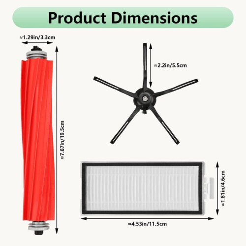 Replacement Parts for Robot Vacuum Accessory Kit Main Roller Brush Washable Filter Side Brush 1