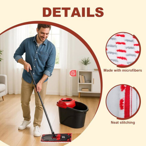 5 Pack Microfiber Replacement Mop Pads for XL Flat Mop, Machine Washable, Highly Absorbent Cleaning Pads 2