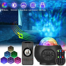 Projetor de Estrelas com Luz Noturna, Lâmpada LED Galáxia com 21 Modos de Iluminação, Controle Remoto, Temporizador e Bluetooth para Criança
