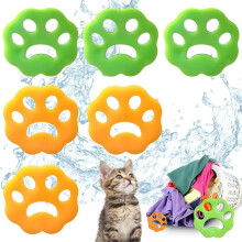 Conjunto de 6 bolas removedoras de fiapos para máquina de lavar, coletoras de pelos de animais, bolas de lavanderia laváveis e reutilizáveis