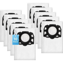 Pacote com 10 sacos para aspirador de pó compatíveis com os modelos WD4, WD6, Premium, MV4, MV5 e MV6, com alta filtragem.